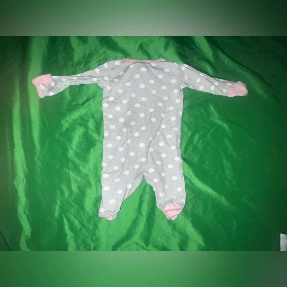 Wonder Nation Gray and Pink Polka Dot Footie size Newborn
